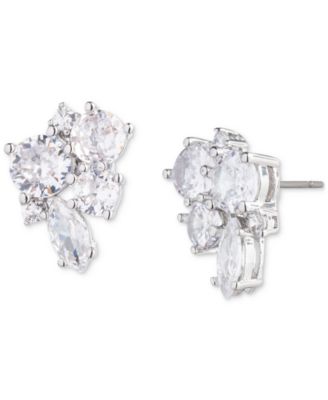 Emily in Paris - Silver-Tone Cubic Zirconia Cluster Stud Earrings