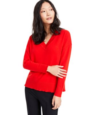 On 34th - Women's V-Neck Dropped-Shoulder Sweater