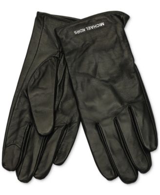 Michael Kors - Women's Logo Detail Leather Tech Gloves