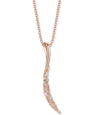 Le Vian - Nude Diamond Round & Baguette Feather Adjustable 20" Pendant Necklace (1/4 ct. t.w.) in 14k Rose Gold
