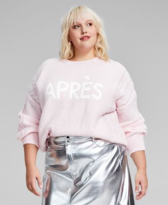 And Now This - Trendy Plus Size Apr&egrave;s Cable-Knit Sweater