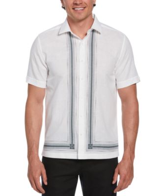 Cubavera - Men's Short Sleeve Button-Front L-Shaped Pattern Shirt
