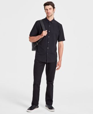 Alfani - Men's Short-Sleeve Solid Textured Shirt
