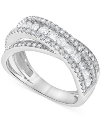 Macy's - Diamond Crossover Statement Ring (1 ct. t.w.) in 14k White Gold