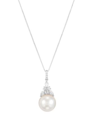 Grown With Love - Cultured Freshwater Pearl (12mm) & Lab Grown Diamond (1/2 ct. t.w.) 18" Pendant Necklace in 14k White Gold