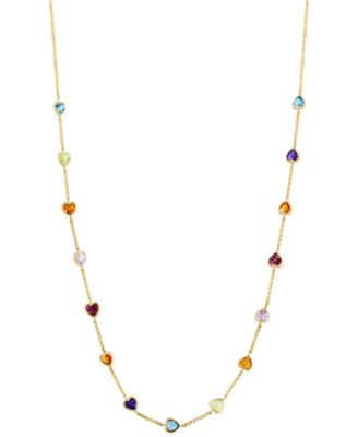 EFFY Collection - Multi-Gemstone (4-1/2 ct. t.w.) Heart 18" Station Necklace in 14k Yellow Gold