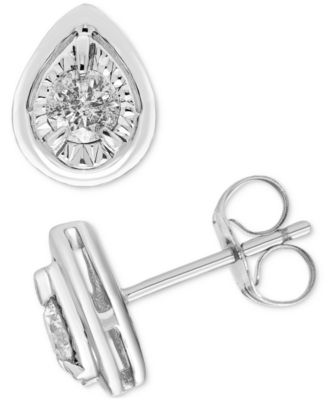 Macy's - Diamond Pear Frame Stud Earrings (1/4 ct. t.w.) in 14k White Gold