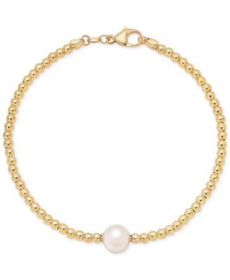Macy's - Cultured Freshwater Pearl (8-8.5mm) Beaded Bracelet in 14k Gold over Sterling Silver