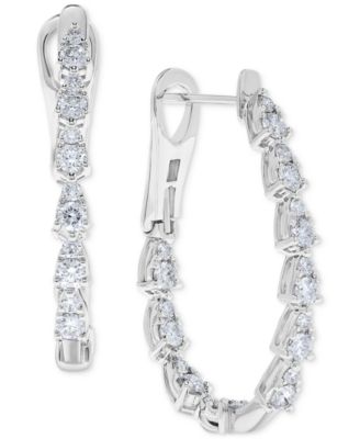 Macy's - Diamond Teardrop Hoop Earrings (1-1/2 ct. t.w.) in 14k White Gold