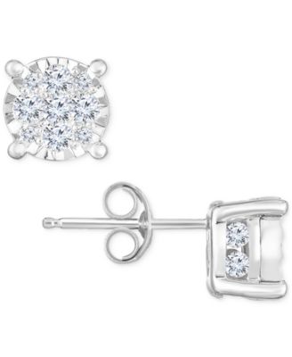 Macy's - Diamond Cluster Stud Earrings (3/4 ct. t.w.) in 14k White Gold