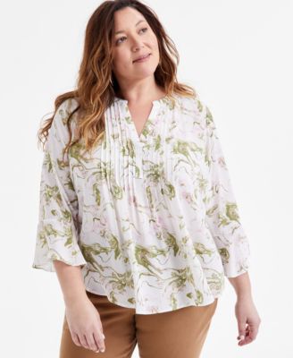 Style & Co - Plus Size Printed Pintuck Blouse