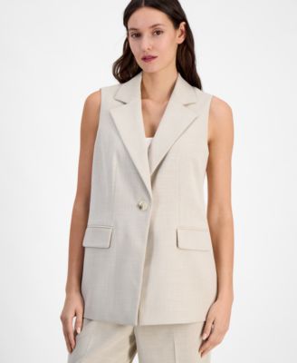 Anne Klein - Women's Notch-Lapel One-Button Vest Jacket