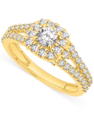 Macy's - Diamond Halo Engagement Ring (1 ct. t.w.) in 14k Yellow Gold