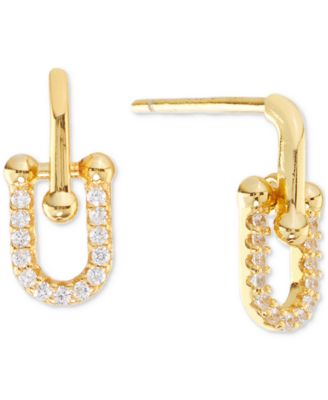 Macy's - Cubic Zirconia U-Shaped Drop Earrings (1/5 ct. t.w.) in 14k Gold Over Sterling Silver (also in Sterling Silver)