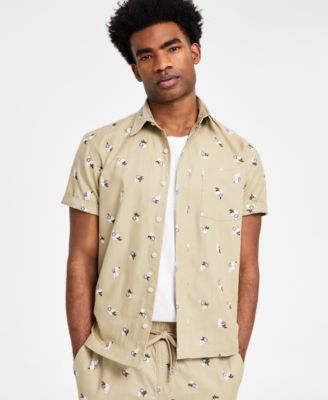 Sun + Stone - Men's Knox Regular-Fit Embroidered Floral Button-Down Shirt
