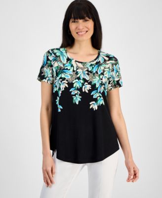 JM Collection - Petite Shadow Silhouette Short-Sleeve Tee
