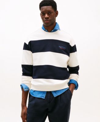 Tommy Hilfiger - Men's Relaxed-Fit Block Stripe Logo Sweatshirt