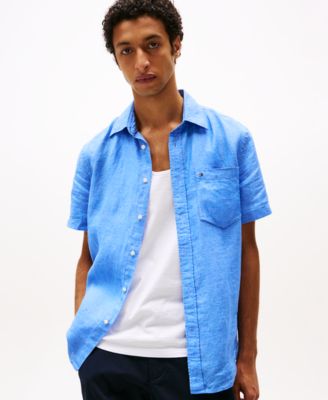 Tommy Hilfiger - Men's Short-Sleeve Pigment-Dyed Linen Button-Front Shirt