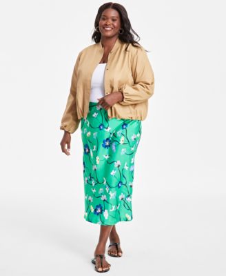 On 34th - Trendy Plus Size Geo-Print Pull-On Skirt