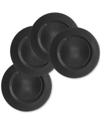 American Atelier - Sunray Black Glass Charger Plate 13", Set of 4