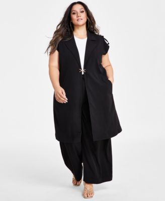 Nina Parker - Plus Size Clasp-Front Duster Vest