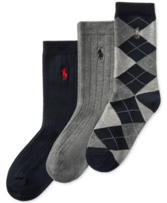 Polo Ralph Lauren - Little & Big Boys Argyle Crew Socks, 3-Pack