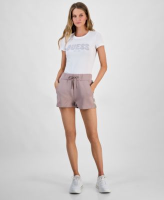 GUESS - Women's Britney High Rise Logo Stripe Drawstring Shorts