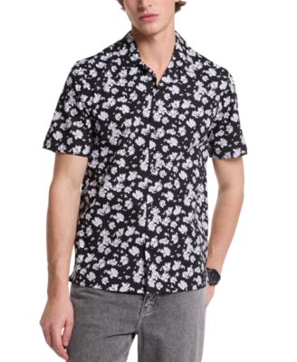 Michael Kors - Men's Relaxed Fit Short Sleeve Button-Front Floral Print Camp Shirt