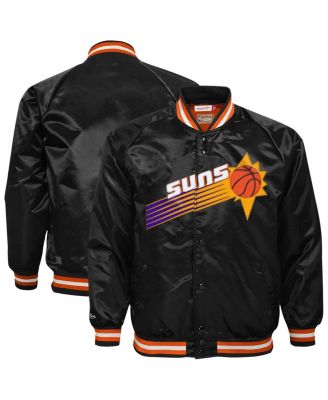 Mitchell & Ness - Big Boys and Girls Black Phoenix Suns Hardwood Classics Satin Raglan Full-Snap Jacket