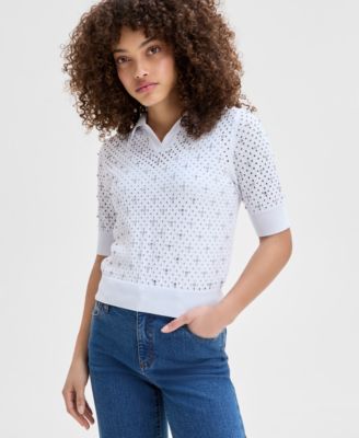 I.N.C. International Concepts - Petite Embellished Polo Sweater