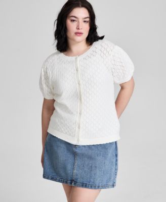 And Now This - Trendy Plus Size Short-Sleeve Cardigan