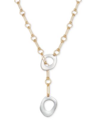 I.N.C. International Concepts - Two-Tone Sculptural Ring 29-3/4" Adjustable Lariat Necklace