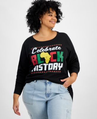 Hybrid Apparel - Trendy Plus Size Cotton Celebrate Black History Graphic Top
