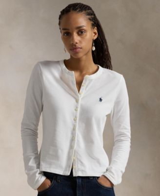 Polo Ralph Lauren - Women's Stretch Mesh Cotton Crewneck Cardigan