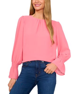 CeCe - Women's Long-Sleeve Smocked-Cuff Blouse