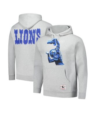 Mitchell & Ness - Men's Calvin Johnson Heather Gray Detroit Lions Hall of Fame Player Graphic Pullover Hoodie
