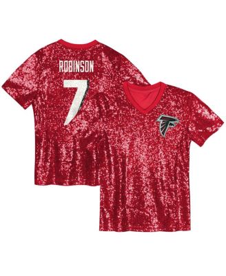 Outerstuff - Big Girls Bijan Robinson Red Atlanta Falcons Sequin V-Neck Fashion Jersey