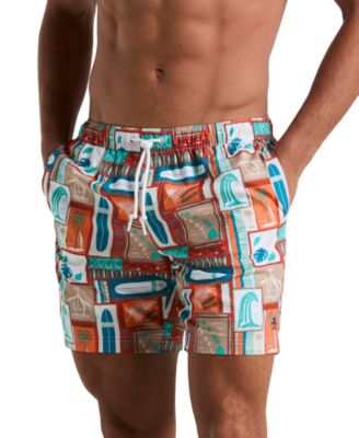 Original Penguin - Men's Slim Fit Surf Print Drawstring 7" Swim Trunks