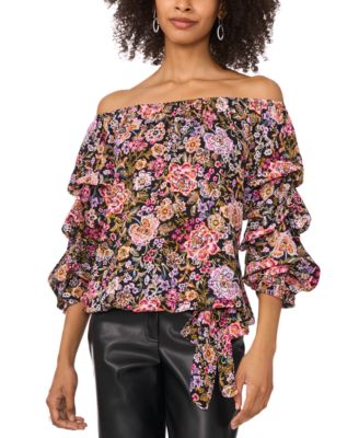 Vince Camuto - Women's Printed Off-The-Shoulder Bubble-Sleeve Top