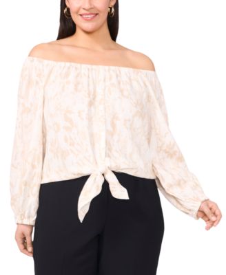 Vince Camuto - Plus Size Off-The-Shoulder Tie-Hem Blouse