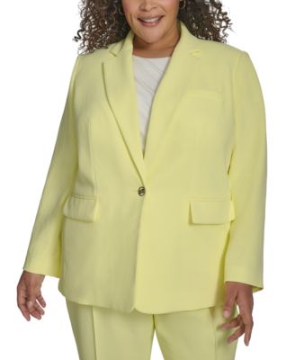 DKNY - Plus Size Notched-Collar One-Button Crepe Blazer