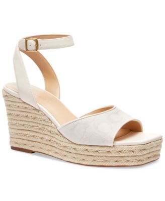 COACH - Women's Signature C Canvas Espadrille Wedge Sandals
