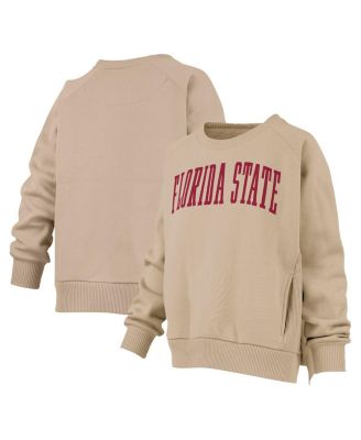 Pressbox - Women's Khaki Florida State Seminoles Pocketed Raglan Pullover Sweatshirt