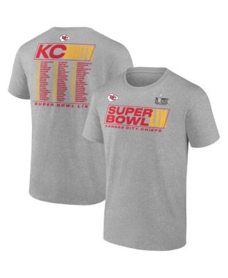 Fanatics - Men's Heather Gray Kansas City Chiefs Super Bowl LIX Big Tall Roster T-Shirt