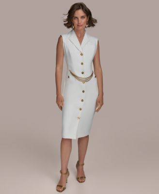 Donna Karan New York - Women's Button-Front Chain-Trim Dress