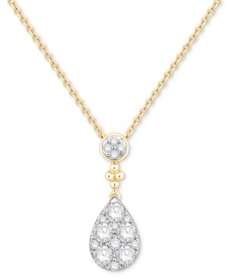 Macy's - Diamond Round & Teardrop Cluster 18" Pendant Necklace (1/2 ct. t.w.) in 14k Gold