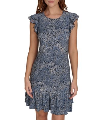Tommy Hilfiger - Women's Printed Flutter-Sleeve Shift Dress