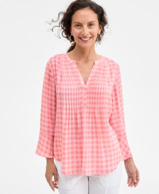 Style & Co - Women's Floral-Print Pleated 3/4-Sleeve Top