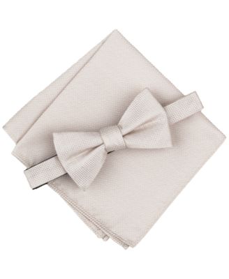Alfani - Men's Solid Bow Tie & Pocket Square Set