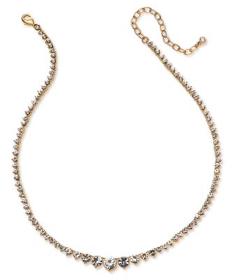 On 34th - Gold-Tone Graduated Crystal Collar Necklace, 15" + 3" extender